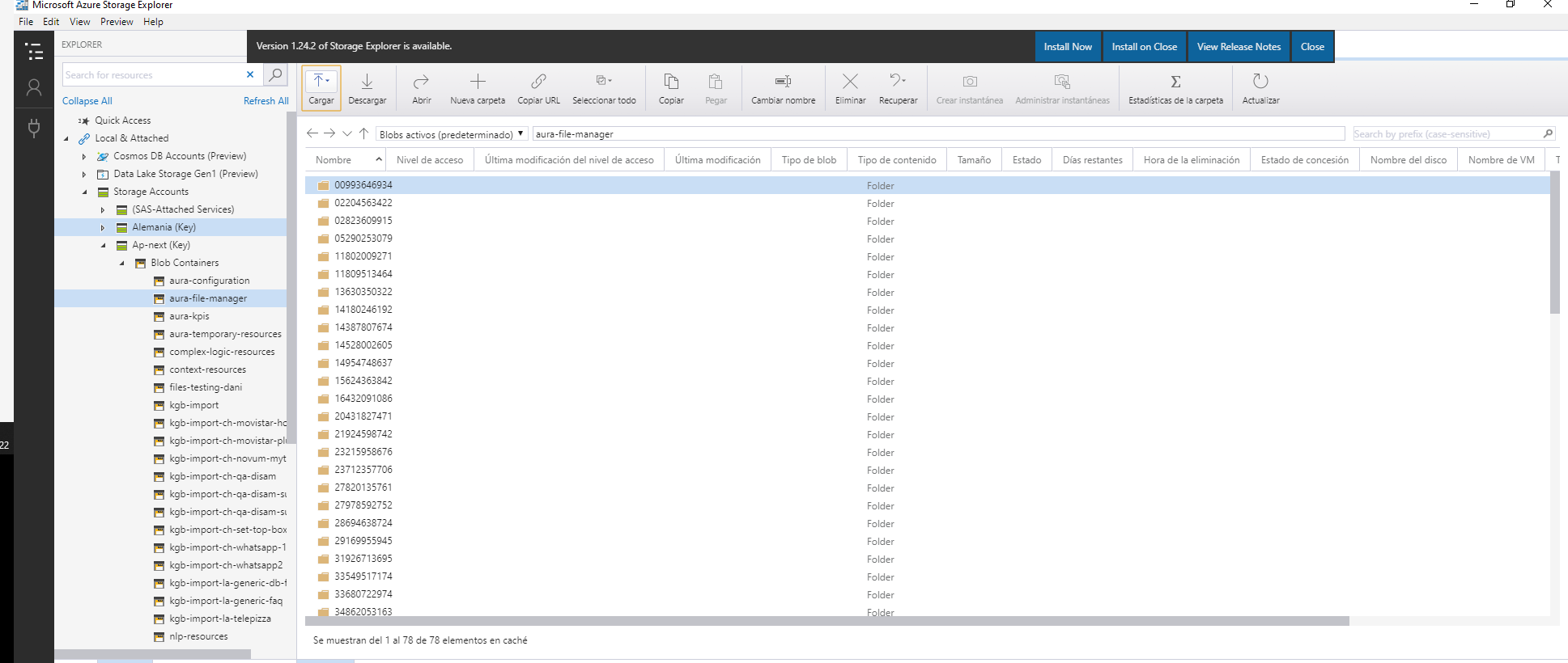 Figure 1: Container with files in Azure Storage 