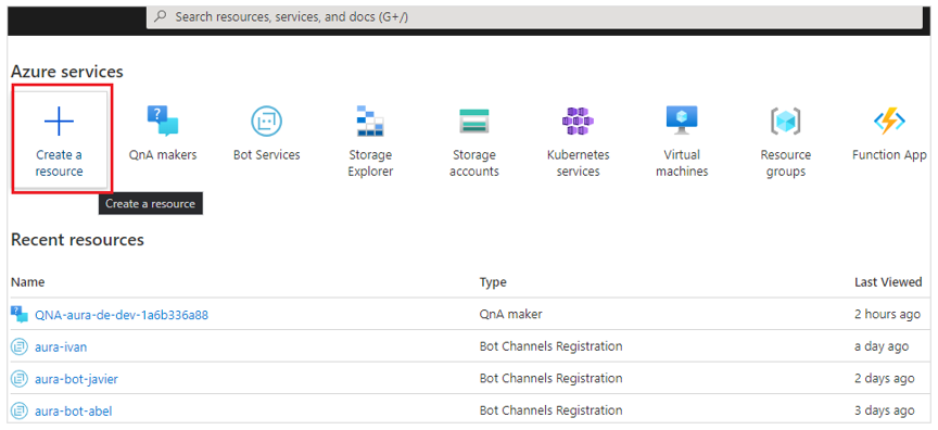 Create resource in Azure