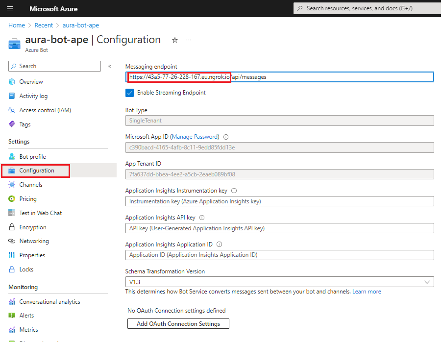 URL for configuration
