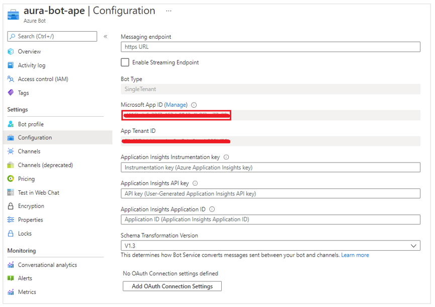 Parameters for configuration
