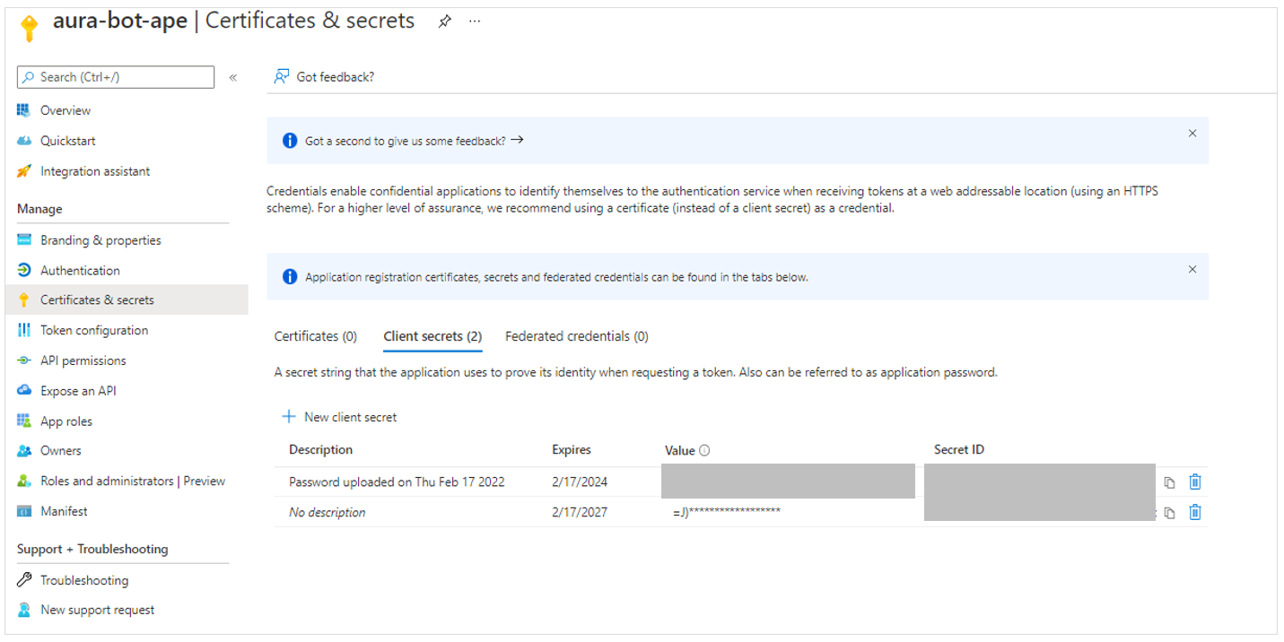 Get client secret