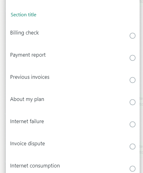 Interactive Message Section Title