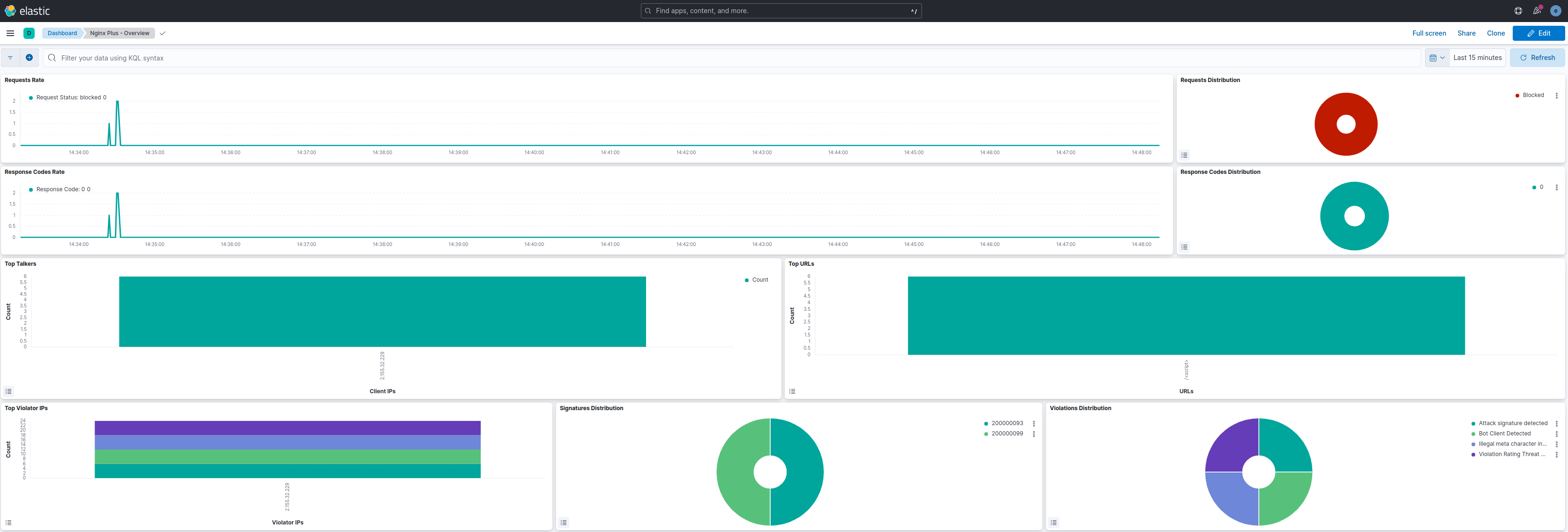 NGINX dashboard overview