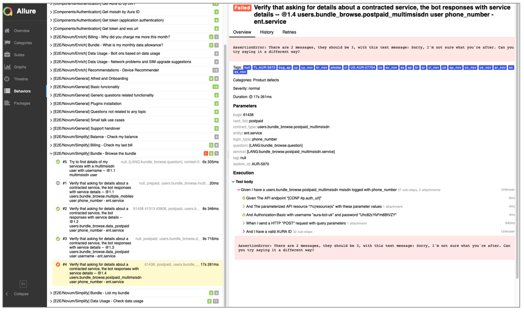 Allure test case page